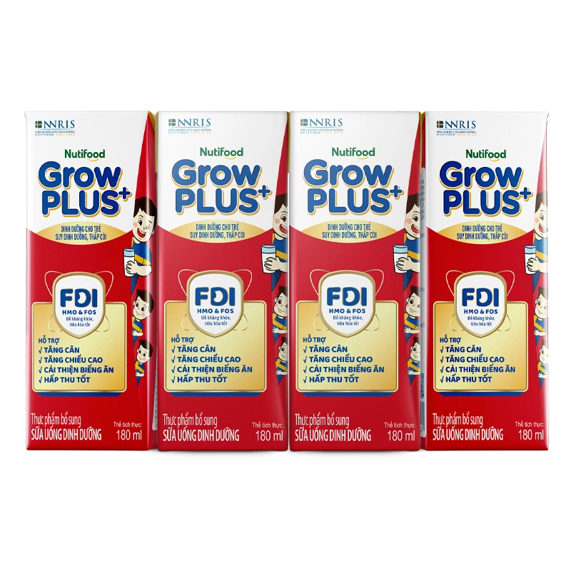 Lốc 4 hộp sữa pha sẵn Nutifood GrowPLUS+ đỏ hương vani 180 ml cho trẻ suy dinh dưỡng, thấp còi (từ 1 tuổi) - Giao bao bì ngẫu nhiên 13