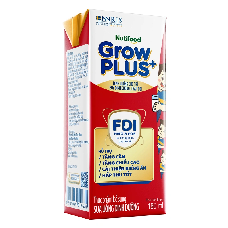 Lốc 4 hộp sữa pha sẵn Nutifood GrowPLUS+ đỏ hương vani 180 ml cho trẻ suy dinh dưỡng, thấp còi (từ 1 tuổi) - Giao bao bì ngẫu nhiên 14