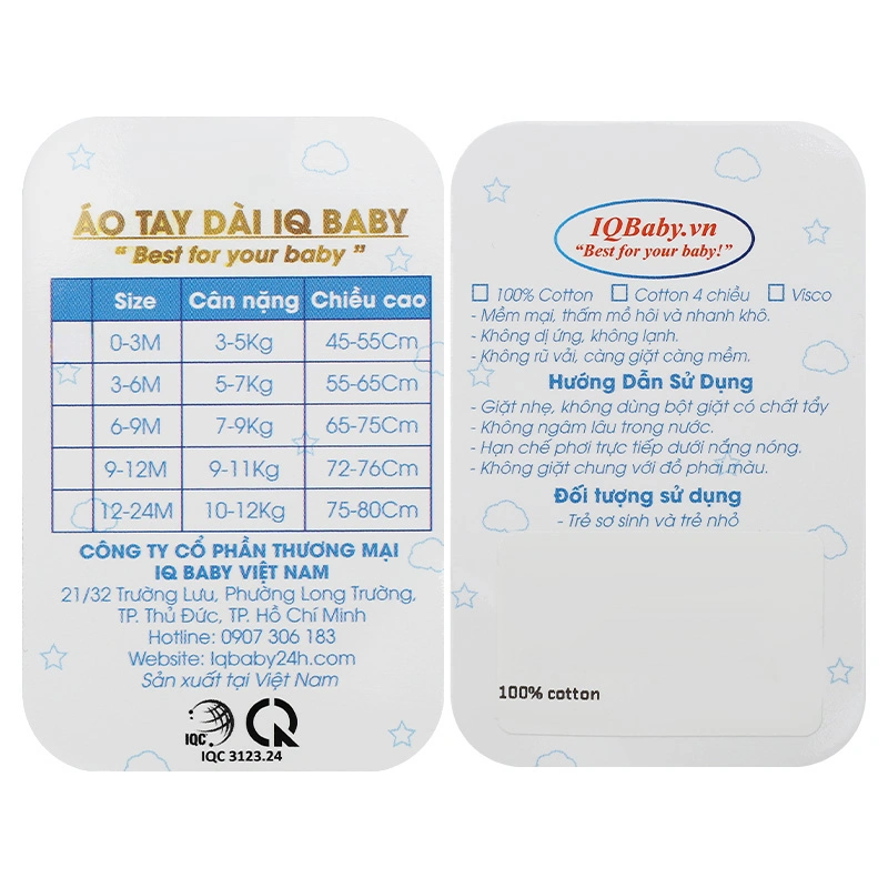 Áo tay dài IQ Baby viền vàng 7