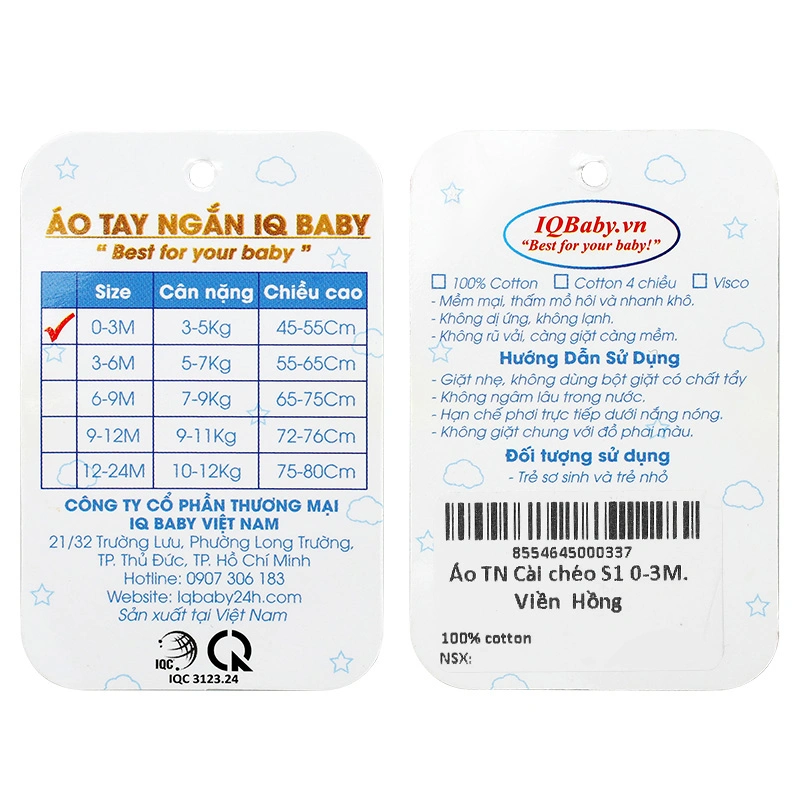 Áo tay ngắn IQ Baby viền hồng 7