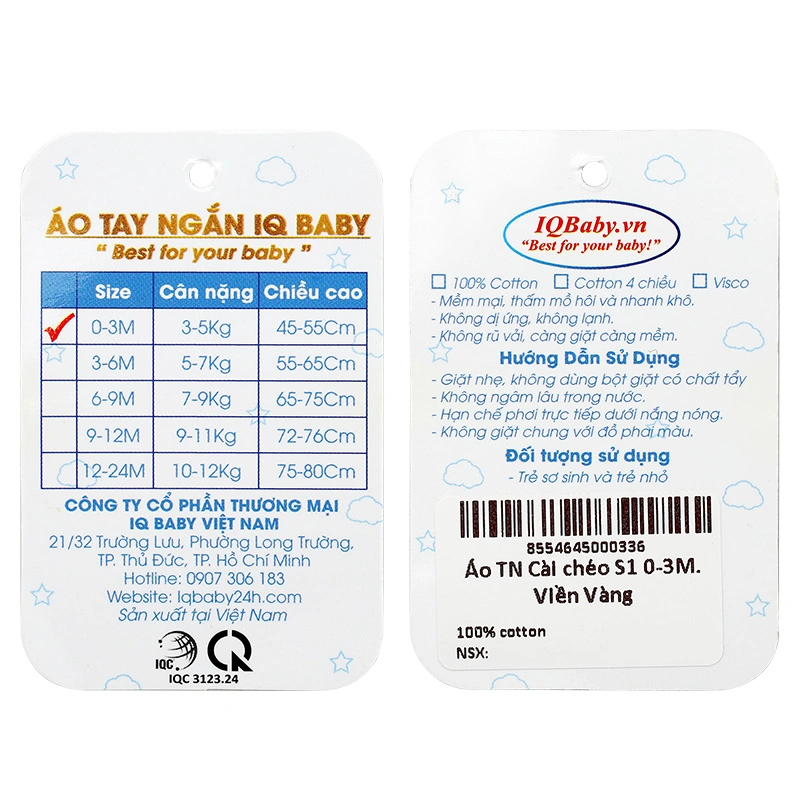 Áo tay ngắn IQ Baby viền hồng 14