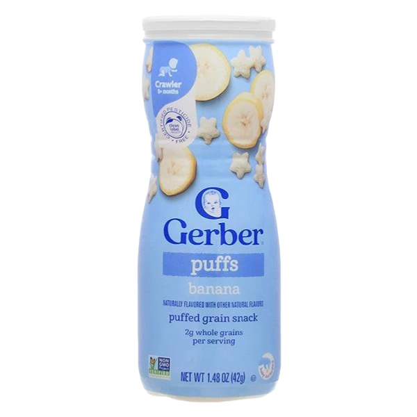 Bánh ăn dặm Gerber Puffs vị chuối lon 42g (từ 8 tháng) - Giao bao bì ngẫu nhiên 1