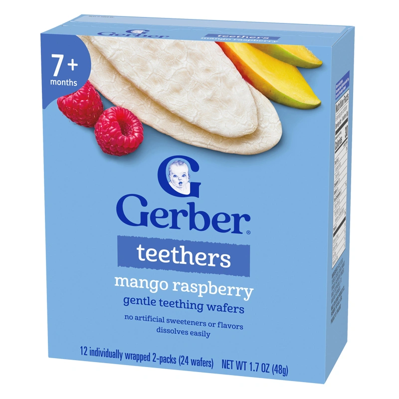Bánh gạo ăn dặm Gerber Teethers vị xoài, mâm xôi hộp 48g (từ 7 tháng) - Giao bao bì ngẫu nhiên 3