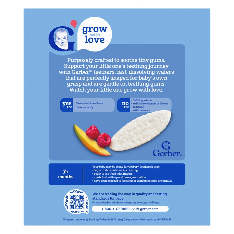 Bánh gạo ăn dặm Gerber Teethers vị xoài, mâm xôi hộp 48g (từ 7 tháng) - Giao bao bì ngẫu nhiên 5