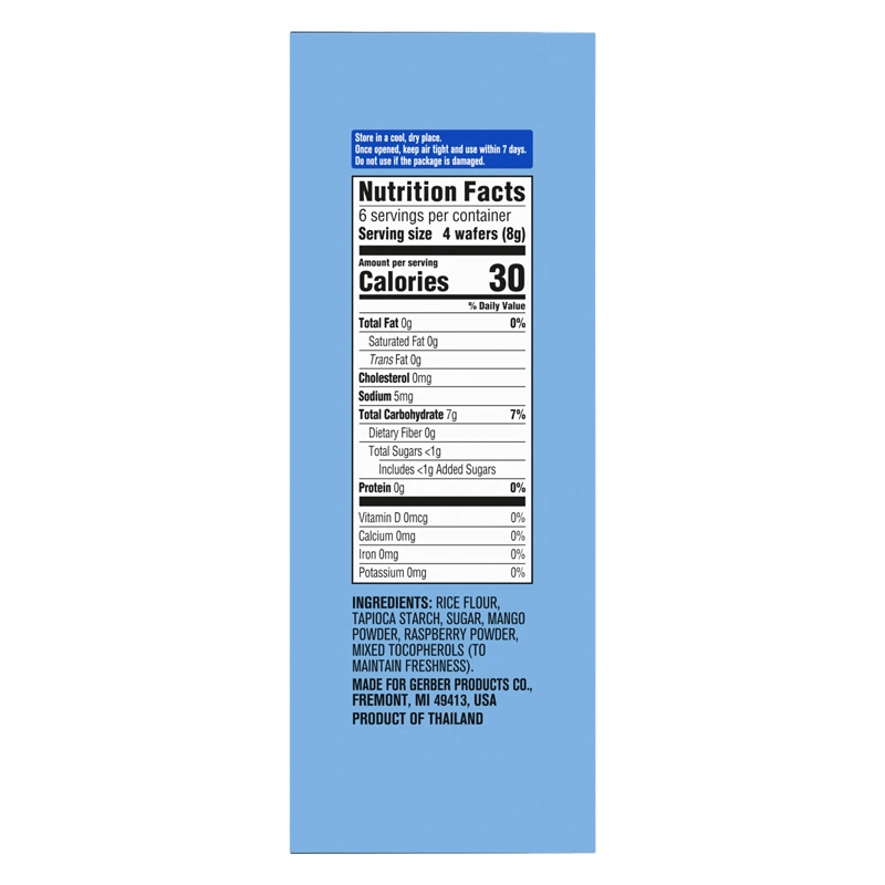 Bánh gạo ăn dặm Gerber Teethers vị xoài, mâm xôi hộp 48g (từ 7 tháng) - Giao bao bì ngẫu nhiên 6