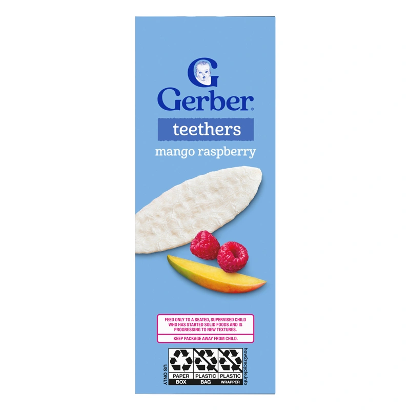 Bánh gạo ăn dặm Gerber Teethers vị xoài, mâm xôi hộp 48g (từ 7 tháng) - Giao bao bì ngẫu nhiên 7