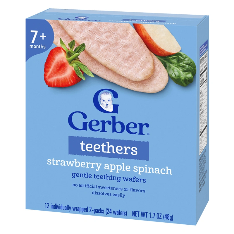 Bánh gạo ăn dặm Gerber Teethers vị xoài, mâm xôi hộp 48g (từ 7 tháng) - Giao bao bì ngẫu nhiên 12