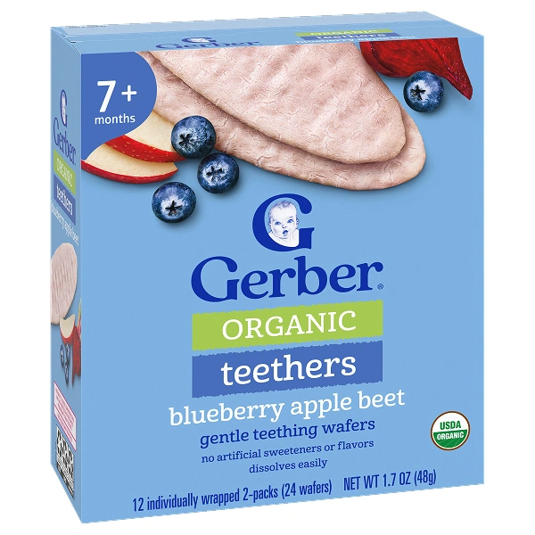 Bánh gạo ăn dặm Gerber Organic Teethers vị việt quất, táo và củ cải đỏ hộp 48g (từ 7 tháng) - Giao bao bì ngẫu nhiên 1