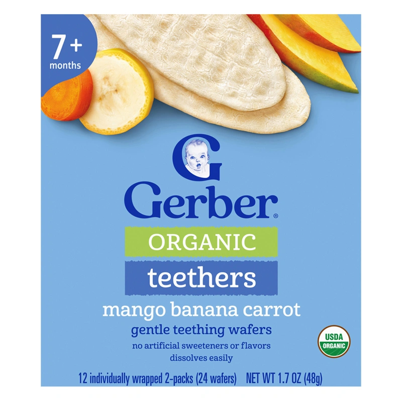 Bánh gạo ăn dặm Gerber Organic Teethers vị xoài, chuối và cà rốt hộp 48g (từ 7 tháng) - Giao bao bì ngẫu nhiên 4