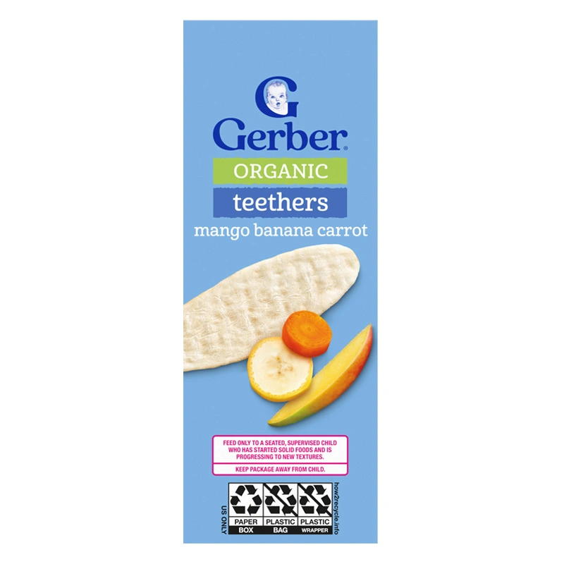 Bánh gạo ăn dặm Gerber Organic Teethers vị xoài, chuối và cà rốt hộp 48g (từ 7 tháng) - Giao bao bì ngẫu nhiên 7