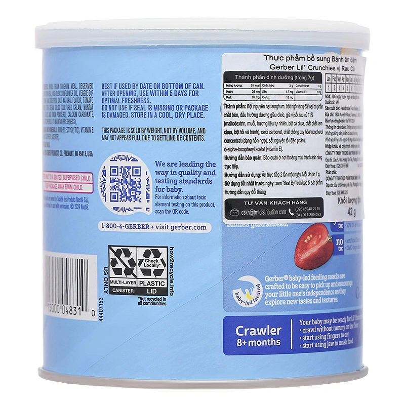 Bánh ăn dặm Gerber Lil' Crunchies vị phô mai lon 42g (từ 8 tháng) - Giao bao bì ngẫu nhiên 10