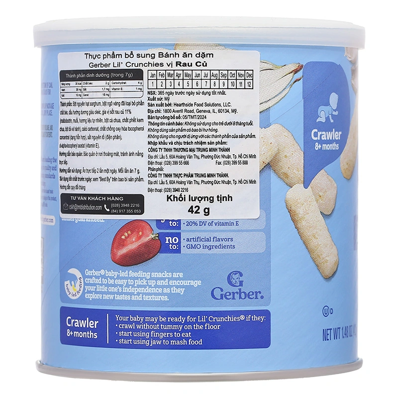 Bánh ăn dặm Gerber Lil' Crunchies vị phô mai lon 42g (từ 8 tháng) - Giao bao bì ngẫu nhiên 12