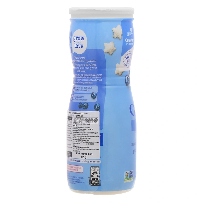 Bánh ăn dặm Gerber Puffs vị việt quất lon 42g (từ 8 tháng) - Giao bao bì ngẫu nhiên 5