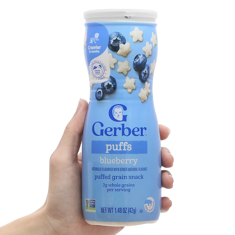Bánh ăn dặm Gerber Puffs vị việt quất lon 42g (từ 8 tháng) - Giao bao bì ngẫu nhiên 6