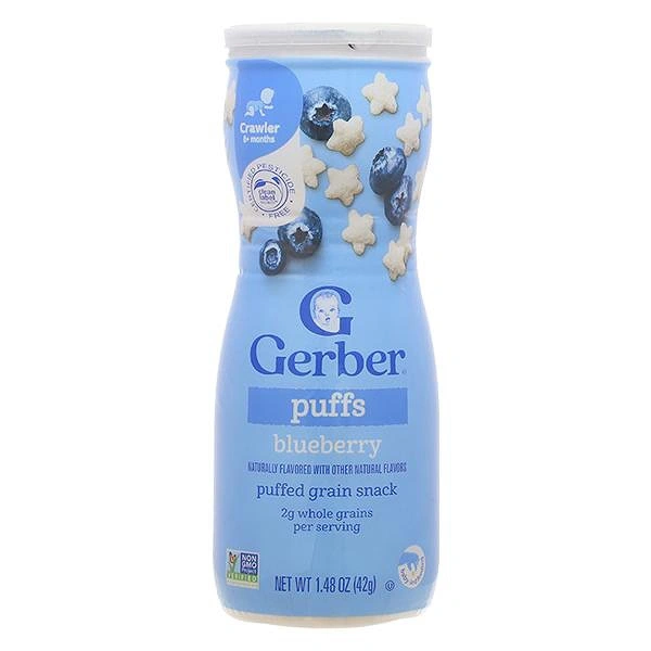 Bánh ăn dặm Gerber Puffs vị việt quất lon 42g (từ 8 tháng) - Giao bao bì ngẫu nhiên 1