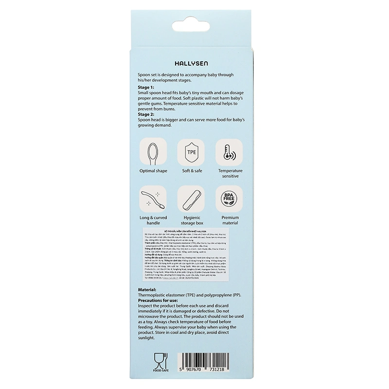 Bộ 2 muỗng đầu mềm cảm biến nhiệt Hallysen - Màu xanh dương 3