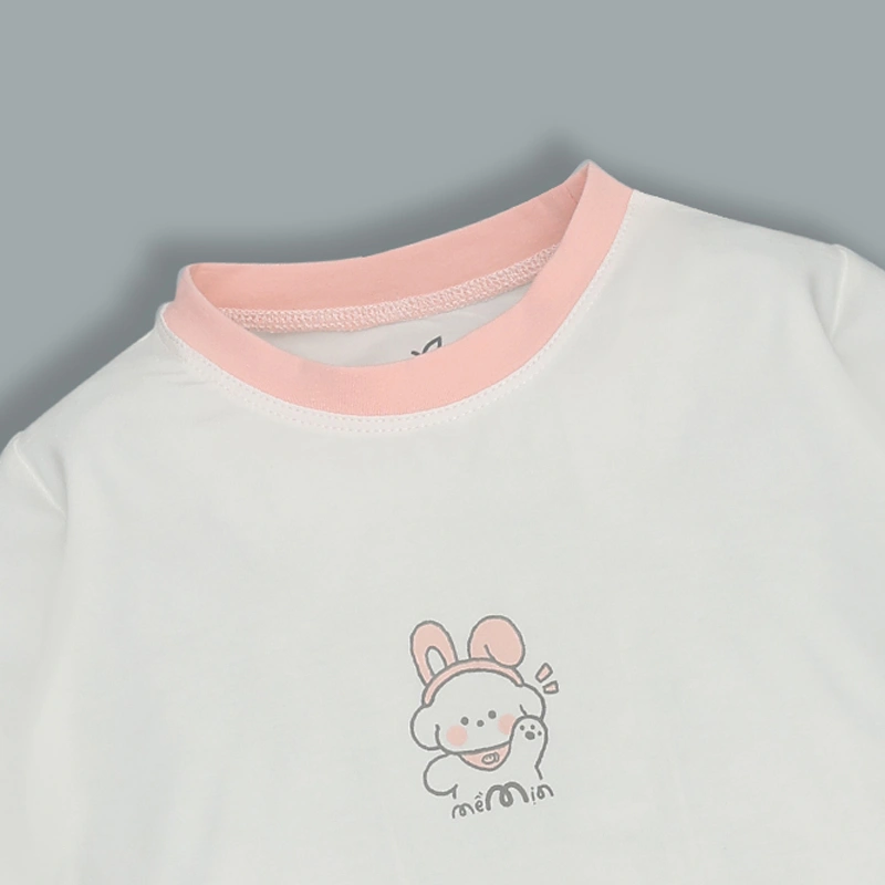 Bộ tay dài bé gái La Pomme cozy night màu hồng - trắng 4