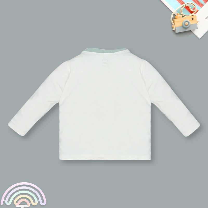 Bộ tay dài bé trai La Pomme in thú màu xanh - trắng 5