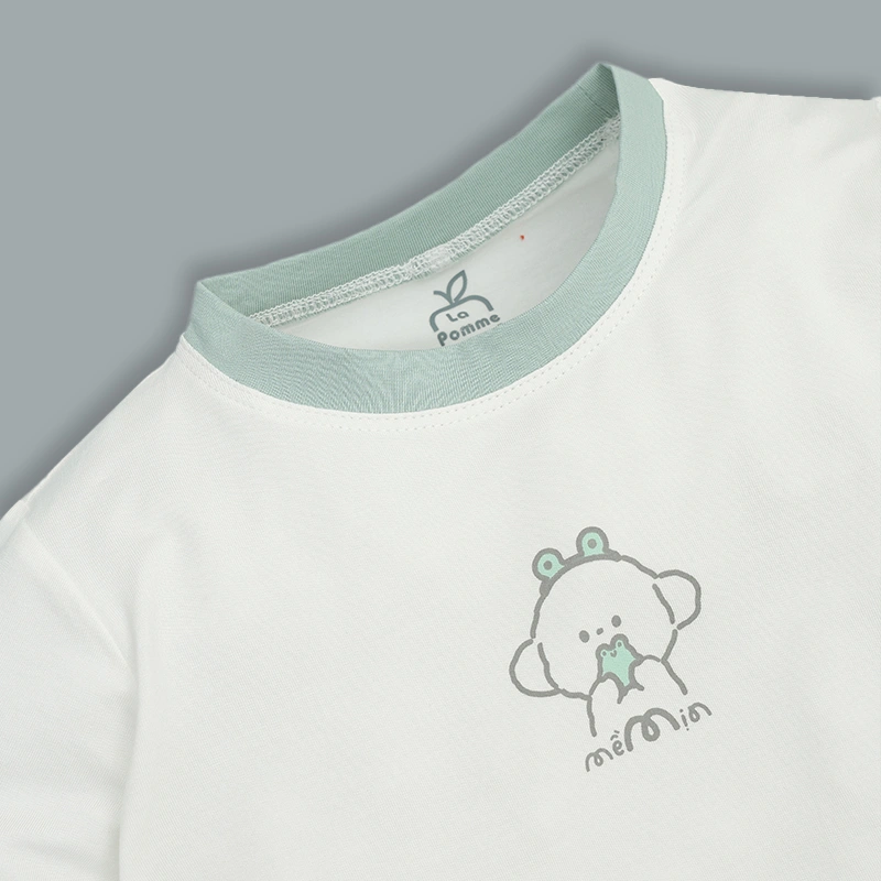 Bộ tay dài bé trai La Pomme in thú màu xanh - trắng 6