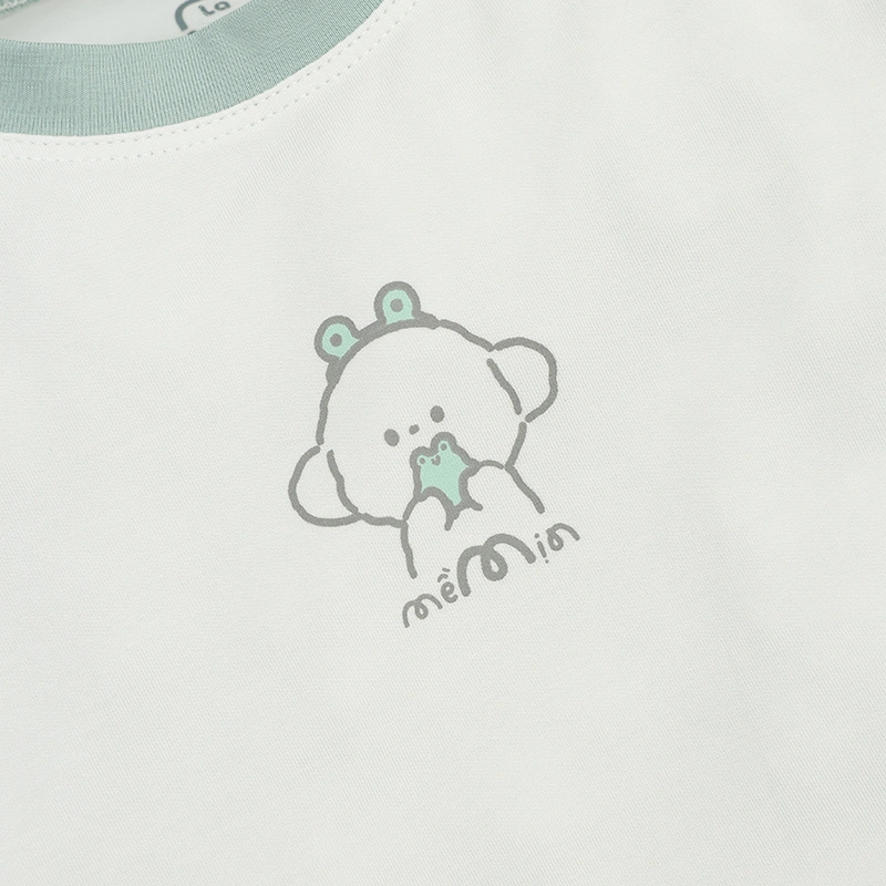 Bộ tay dài bé trai La Pomme in thú màu xanh - trắng 8