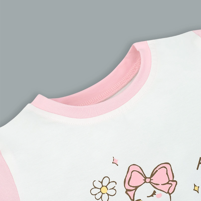 Bộ tay ngắn bé gái La Pomme in chú vịt màu hồng - trắng 7