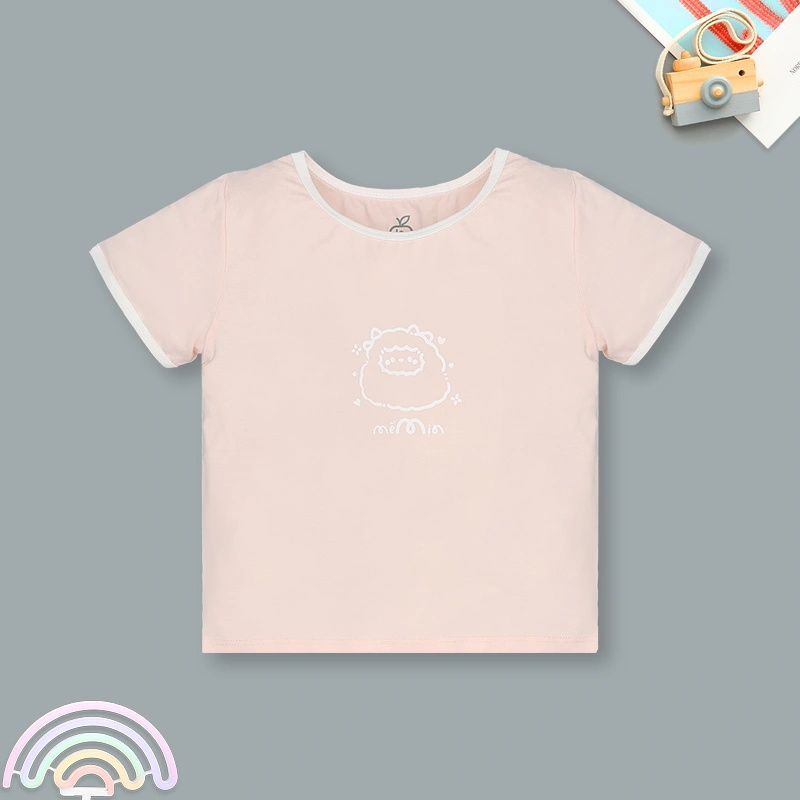 Bộ tay ngắn bé gái La Pomme họa tiết sinh động màu hồng - trắng 4