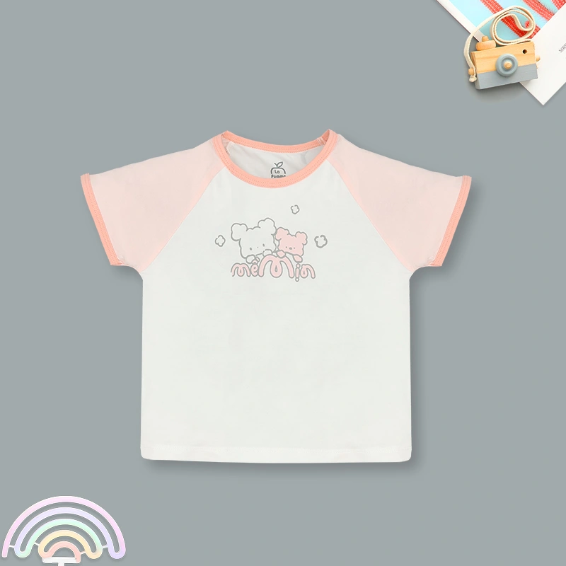 Bộ tay ngắn bé gái La Pomme êm dịu màu be 13