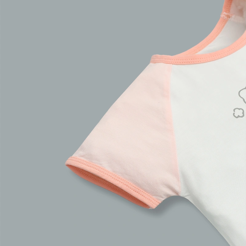 Bộ tay ngắn bé gái La Pomme êm dịu màu be 16