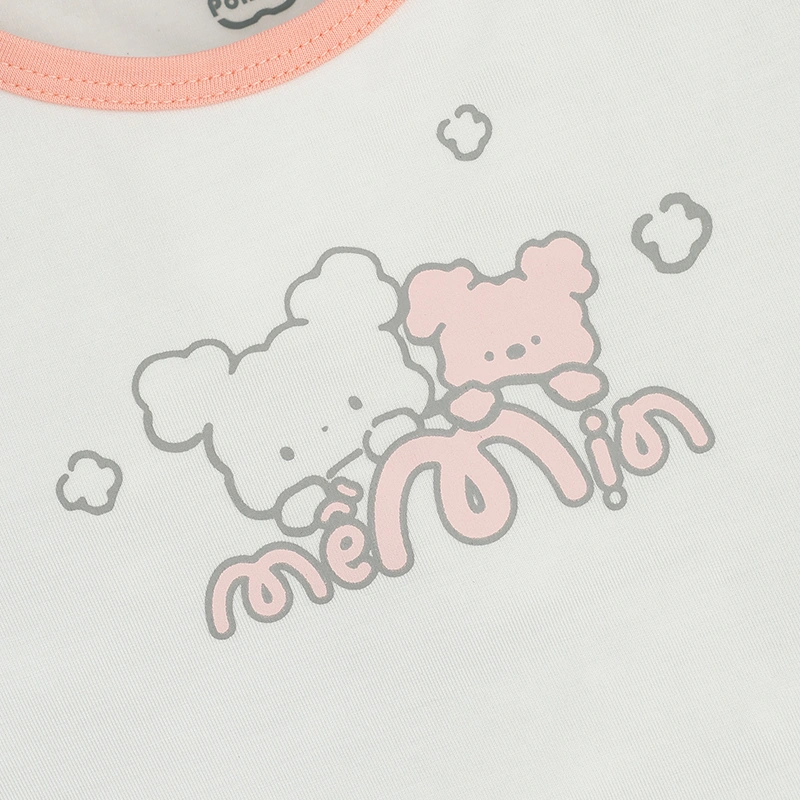 Bộ tay ngắn bé gái La Pomme êm dịu màu be 17