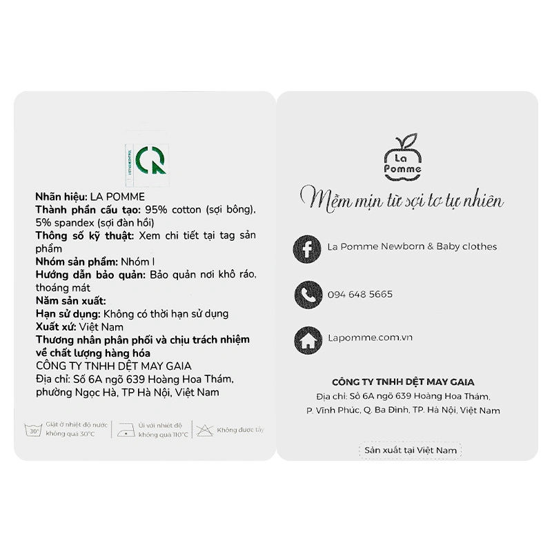 Bộ tay ngắn bé gái La Pomme in hoa màu trắng 15