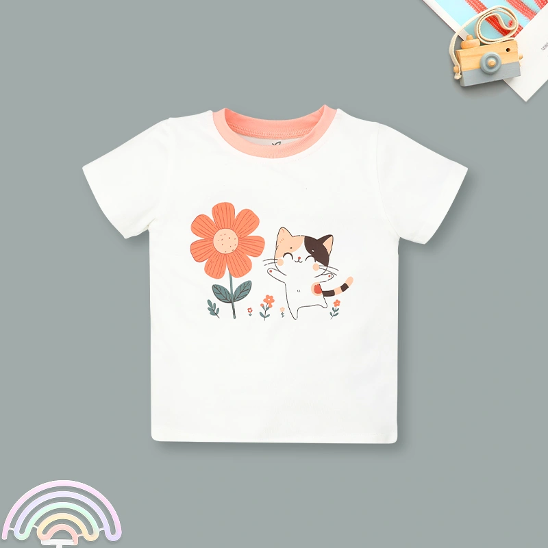 Bộ tay ngắn bé gái La Pomme in hoa màu trắng 5