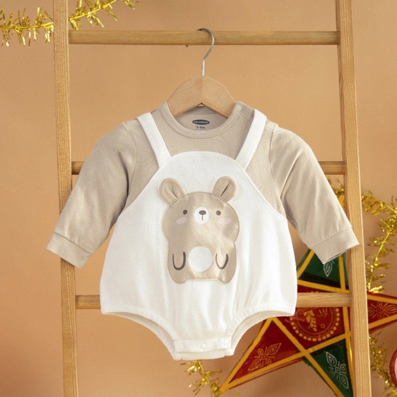 Bodysuit tay dài cho bé cotton Ualarogo UR258 màu nâu 7