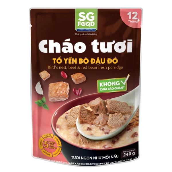 Cháo tươi SG Food Baby vị tổ yến bò đậu đỏ