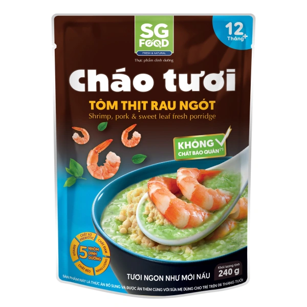 Cháo tươi SG Food Baby vị tôm thịt rau ngót