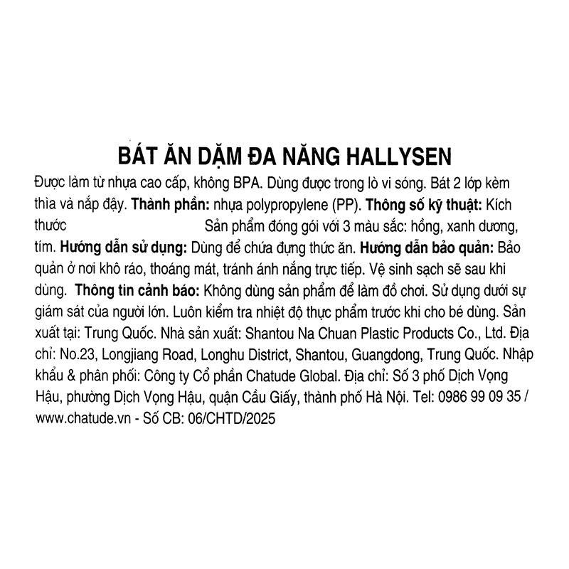 Chén ăn dặm đa năng Hallysen - Màu xanh 21