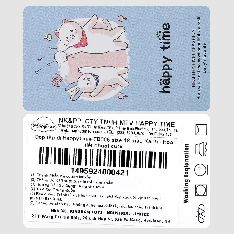 Giày tập đi cho bé HappyTime TĐ006 màu xanh 10