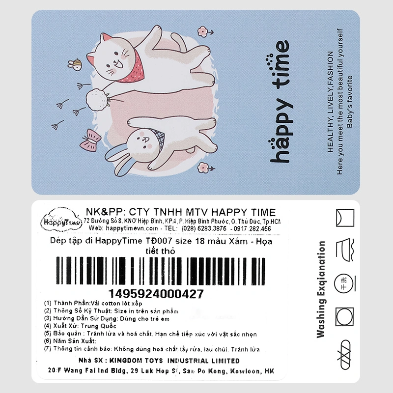 Giày tập đi cho bé HappyTime TĐ007 màu xám 10