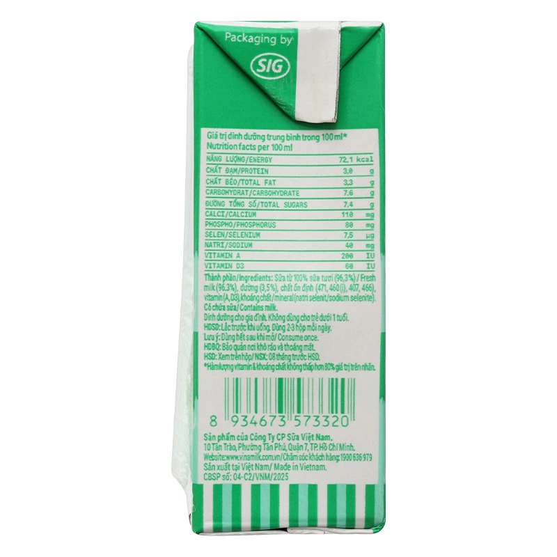 Thùng 48 hộp sữa tươi tiệt trùng Vinamilk có đường 110 ml (từ 1 tuổi) - Giao bao bì ngẫu nhiên 20