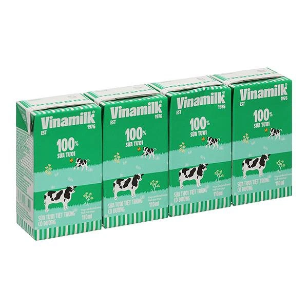 Lốc 4 hộp sữa tươi tiệt trùng Vinamilk có đường 110 ml (từ 1 tuổi) - Giao bao bì ngẫu nhiên 1