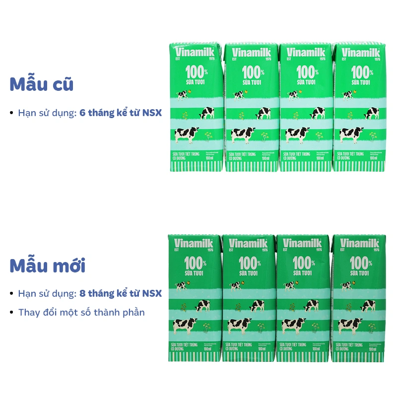 Thùng 48 hộp sữa tươi tiệt trùng Vinamilk có đường 180 ml (từ 1 tuổi) - Giao bao bì ngẫu nhiên 14