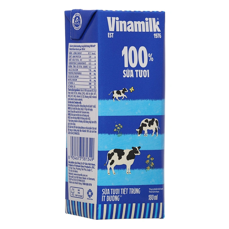 Thùng 48 hộp sữa tươi tiệt trùng Vinamilk ít đường 180 ml (từ 1 tuổi) - Giao bao bì ngẫu nhiên 18