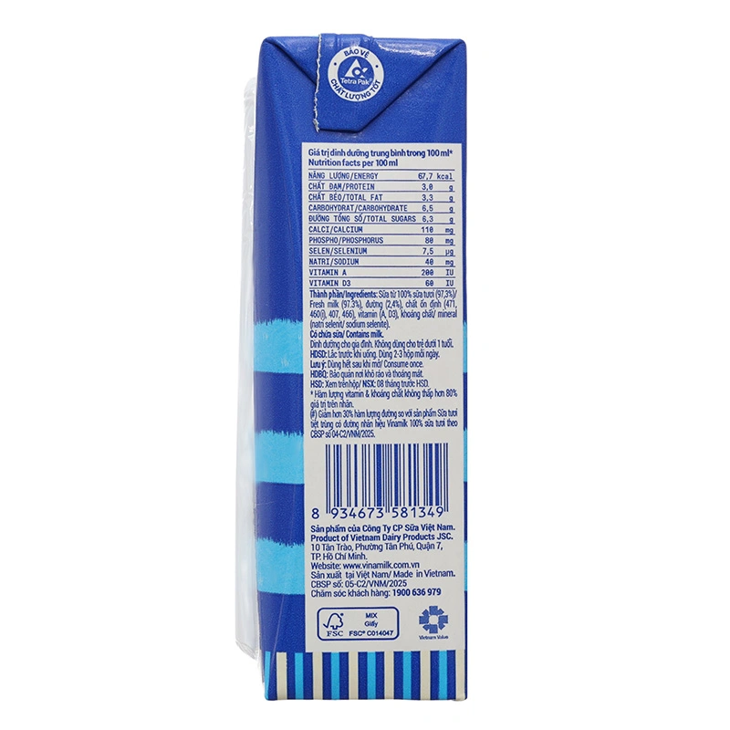 Thùng 48 hộp sữa tươi tiệt trùng Vinamilk ít đường 180 ml (từ 1 tuổi) - Giao bao bì ngẫu nhiên 22