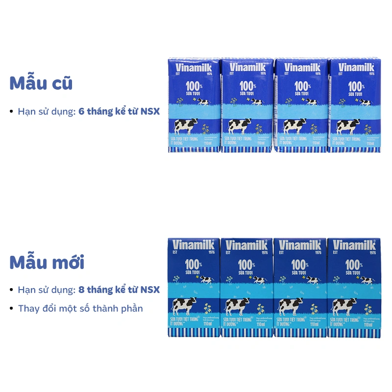 Thùng 48 hộp sữa tươi tiệt trùng Vinamilk ít đường 110 ml (từ 1 tuổi) 16