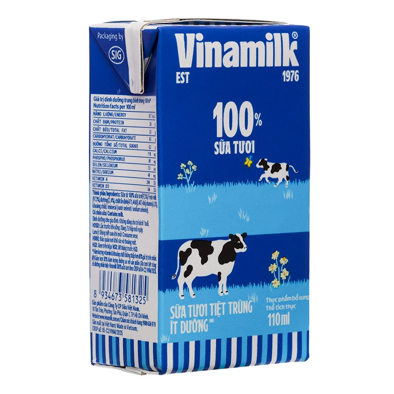 Thùng 48 hộp sữa tươi tiệt trùng Vinamilk ít đường 110 ml (từ 1 tuổi) 19