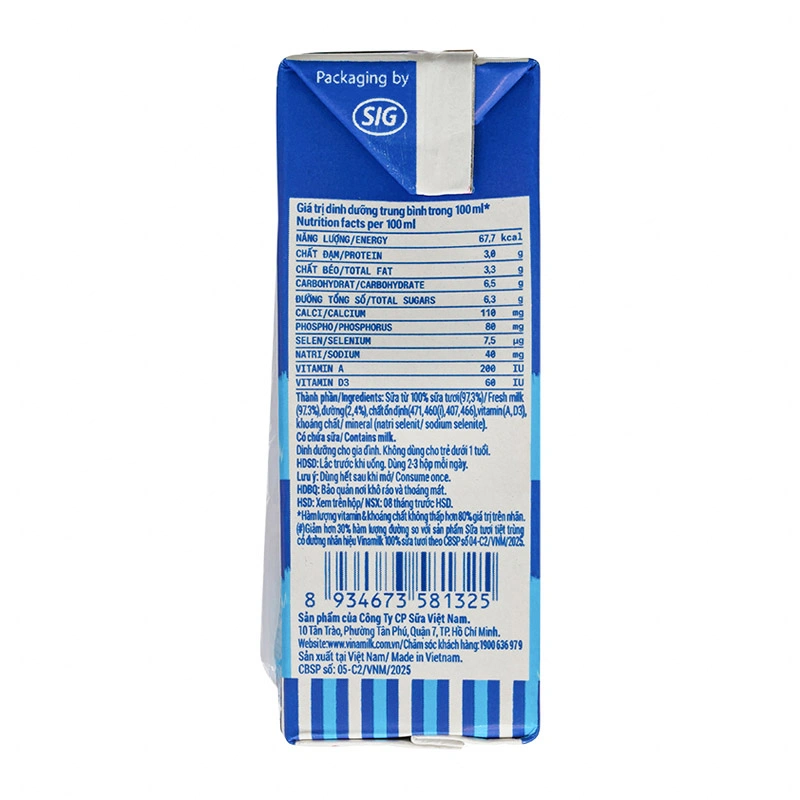 Thùng 48 hộp sữa tươi tiệt trùng Vinamilk ít đường 110 ml (từ 1 tuổi) 23