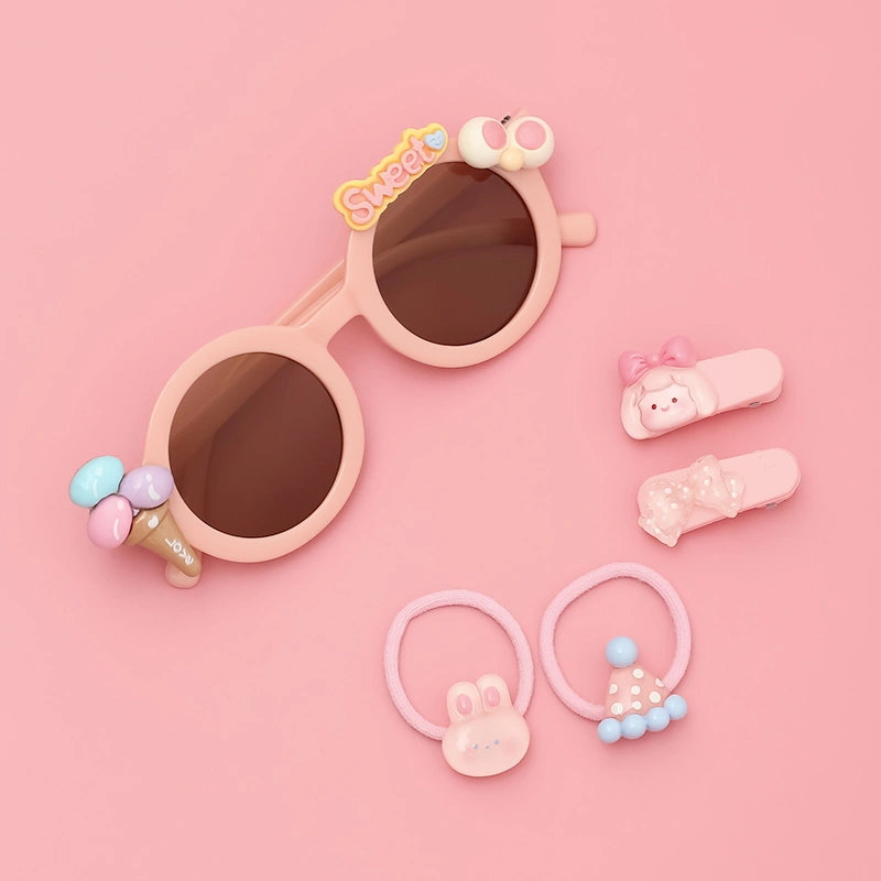 Mắt kính kèm cột tóc, kẹp tóc hồng bé gái HappyTime 516297 2