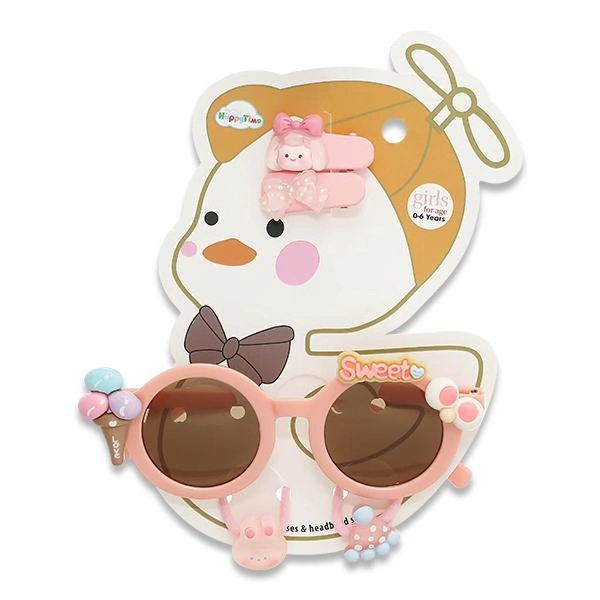 Mắt kính kèm cột tóc, kẹp tóc hồng bé gái HappyTime 516297