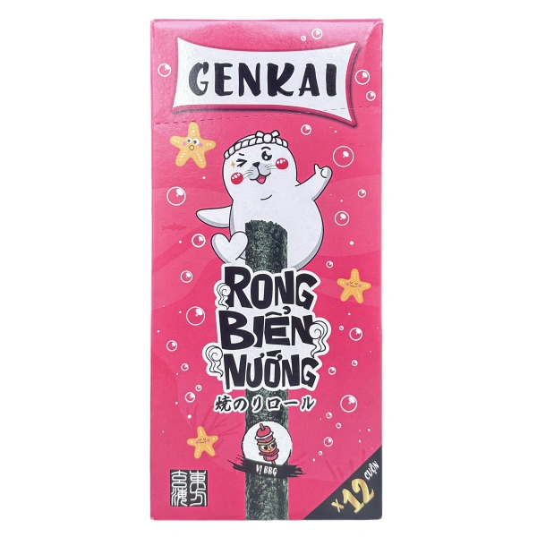 Hộp 12 gói snack rong biển vị BBQ Genkai
