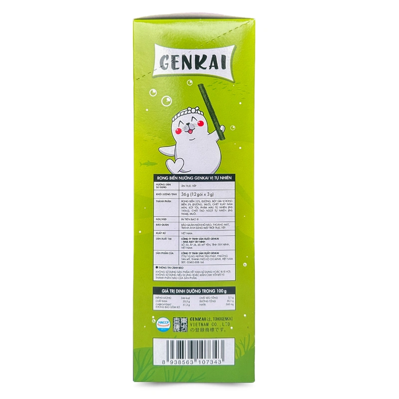 Hộp 12 gói snack rong biển vị tự nhiên Genkai 3g (từ 1 tuổi) 4