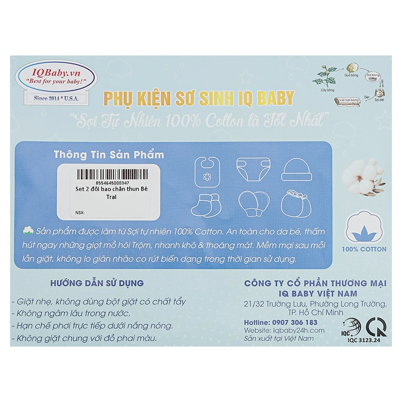 Set 2 đôi bao chân thun bé trai IQ Baby cotton - Giao màu ngẫu nhiên 21